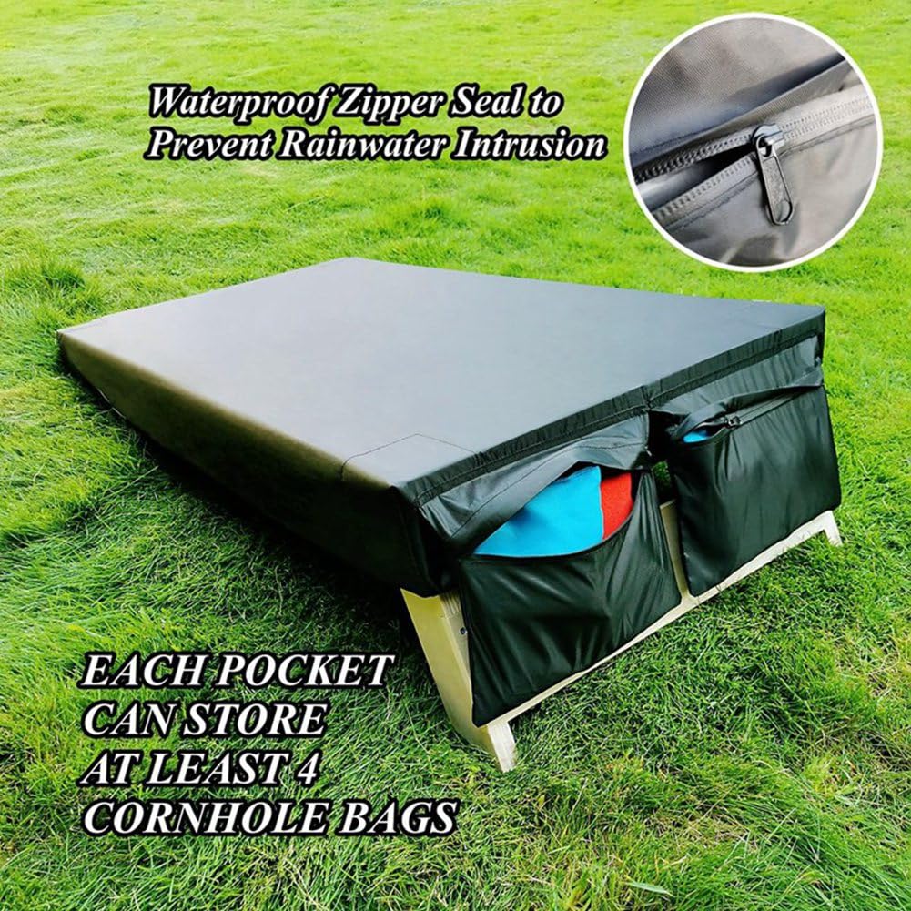 1 Housse Anti-Poussière pour Planche de Sac de Sable et Housse de Protection Solaire avec Poche Zippée en Polyester Noir pour Housse de Planche de Cornhole de Taille Standard