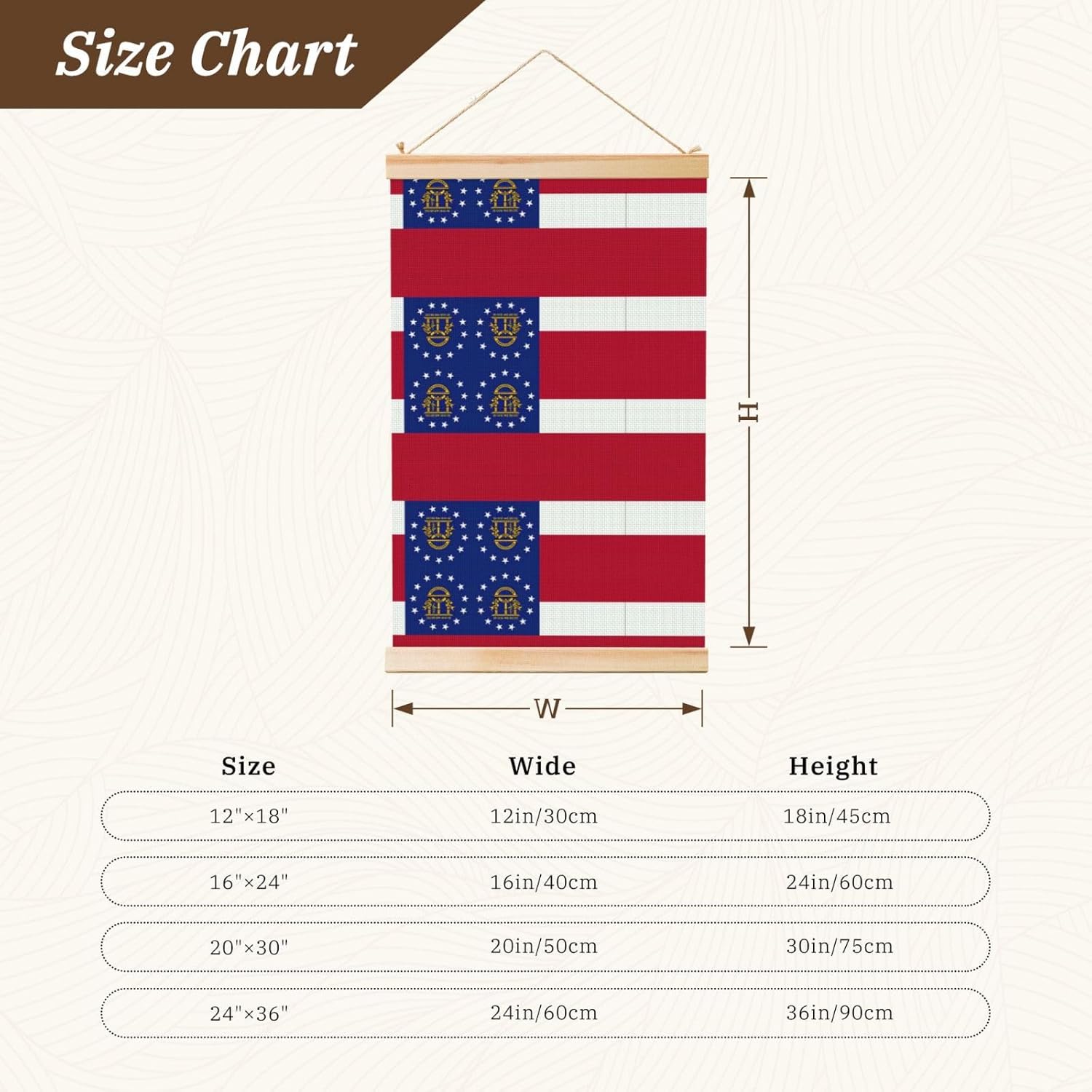 Georgia State Flag Print Poster Hanger,Hanging Poster, Poster Frame,Wood Poster Hanger, For Wall Hanging