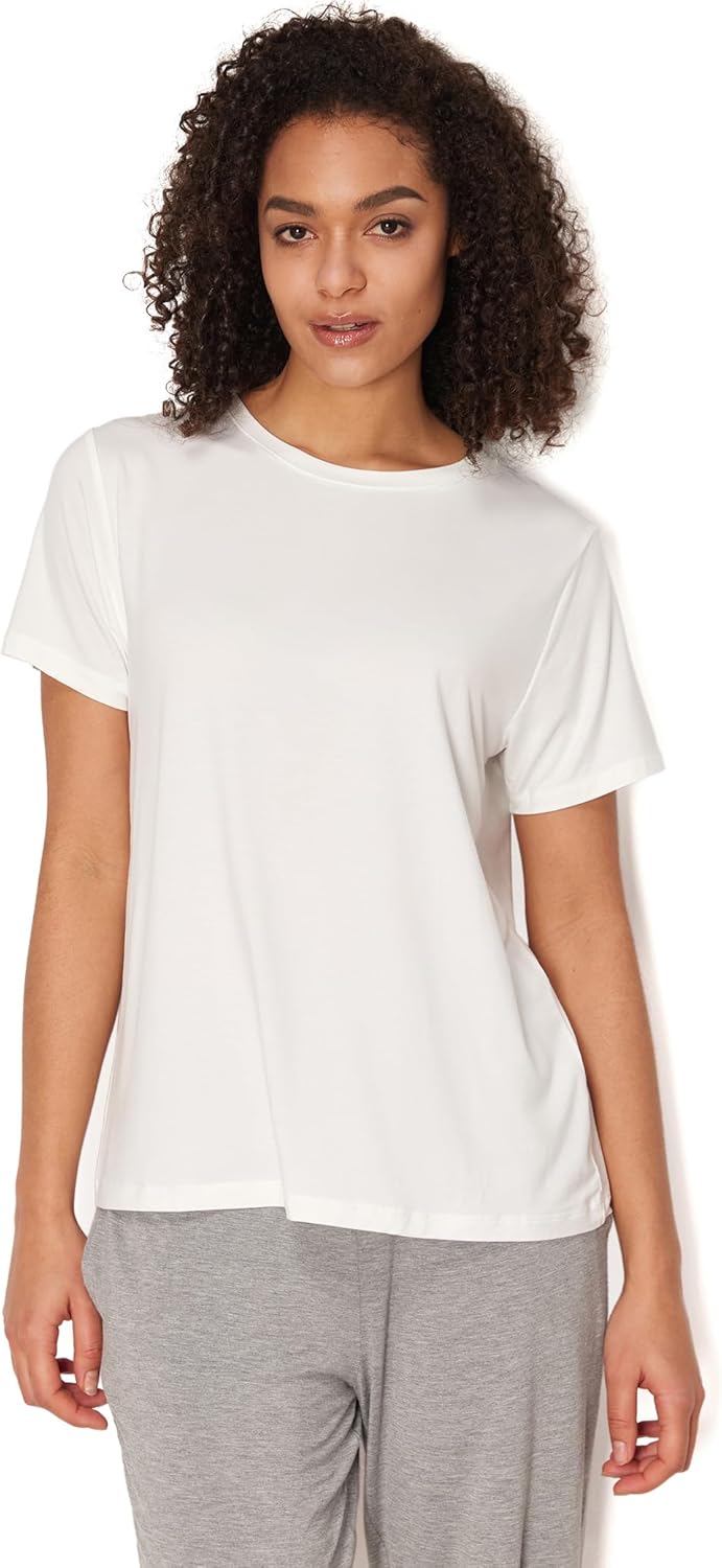 GYS Women's Pajama Tops Bamboo-derived Viscose Soft Comfy Short Sleeve Basic Lounge Tops