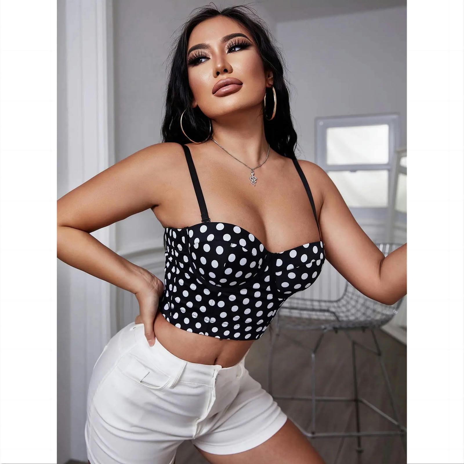 Canottiera Donna Cotone Summer Women Back Buckle Bustier Crop Corset Cami Top