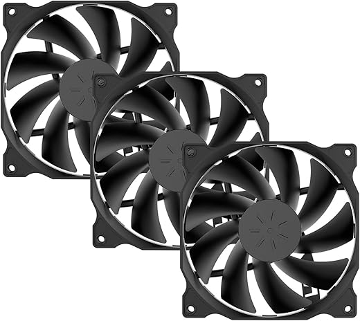uphere 3-Pack Long Life Computer Case Fan 120mm Cooling Case Fan for Computer Cases Cooling,12BK3-3