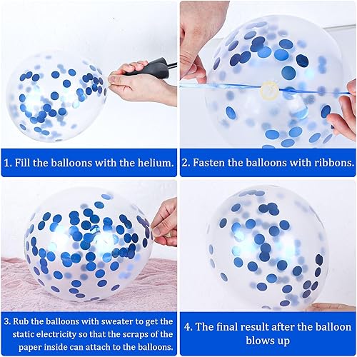 Miniatura 3 de Whaline Juego de 60 globos de fiesta de graduación, 7 diseños, globos de látex de confeti con 2 rollos de cinta de clase de 2025, globo de