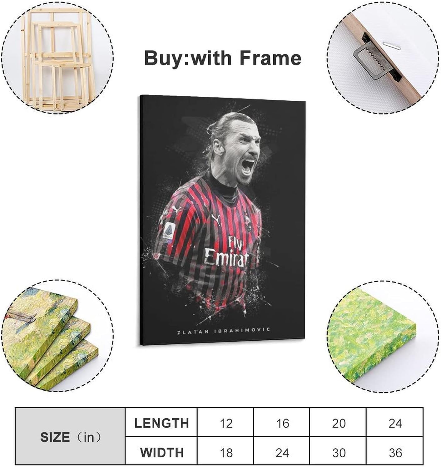 Amazon ズラタンイブラヒモビッチキャンバス絵画hd印刷キャンバスアートキャンバス壁アート装飾絵画アートワーク油絵壁アートポスターとプリント取り付けリビングルーム寝室廊下寝室 アートワーク ポスター オンライン通販