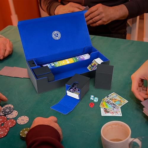 Miniatura 7 de Juego de cajas de cartas 6 en 1, caja de almacenamiento extragrande para juegos de cartas premium con 5 fundas de cartas pequeñas compatibles con