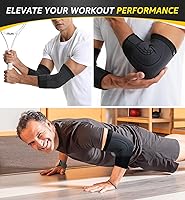 Vista 2 de HiRui Paquete de 2 coderas para hombres y mujeres, coderas de compresión con correas ajustables, codo de tenis, tratamiento de codo de golfista