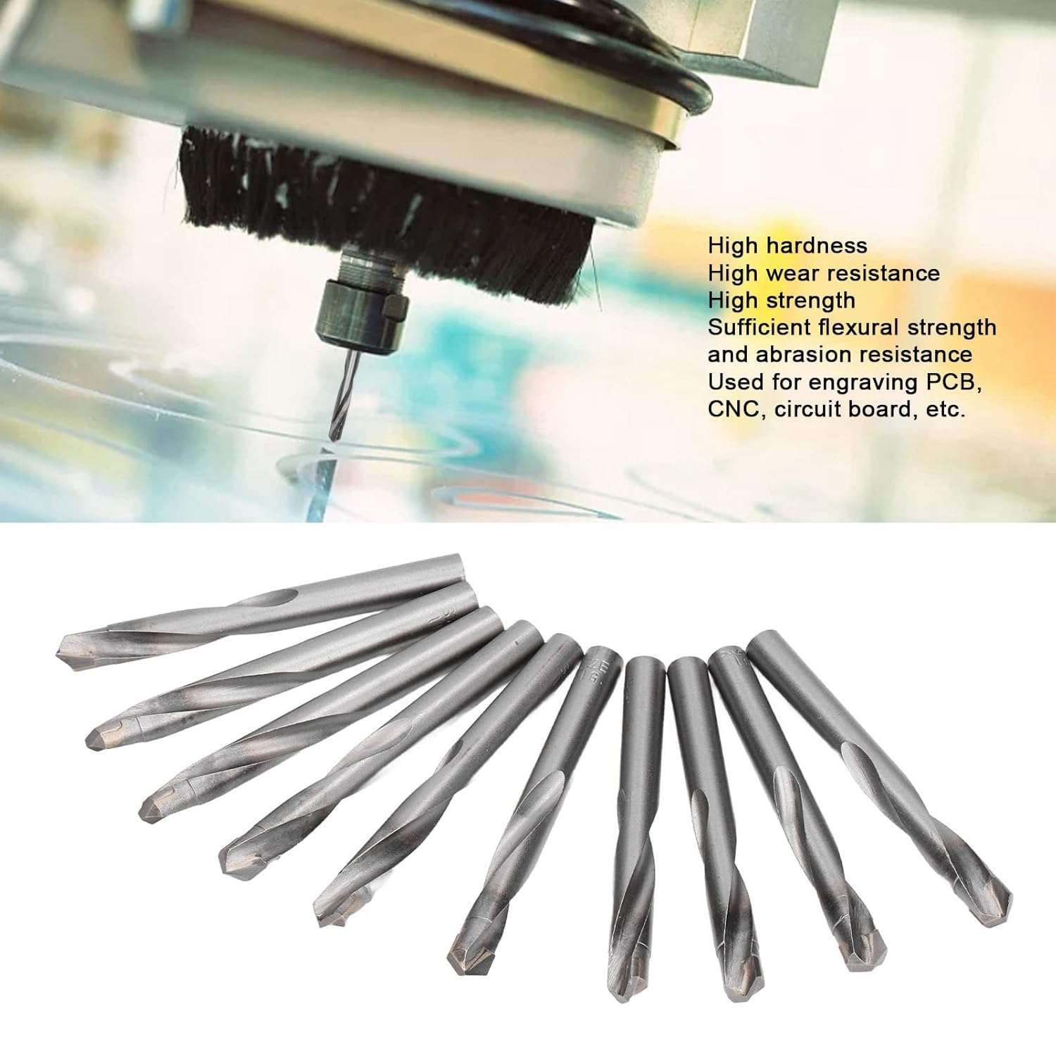 10Pcs Premium Straight Shank Twist Drill Bits Tungsten Steel CNC Router Bits Engraving Milling Cutter 11mm for Metal Wood Plastic PCB Circuit Board High Precision Cutting Tools
