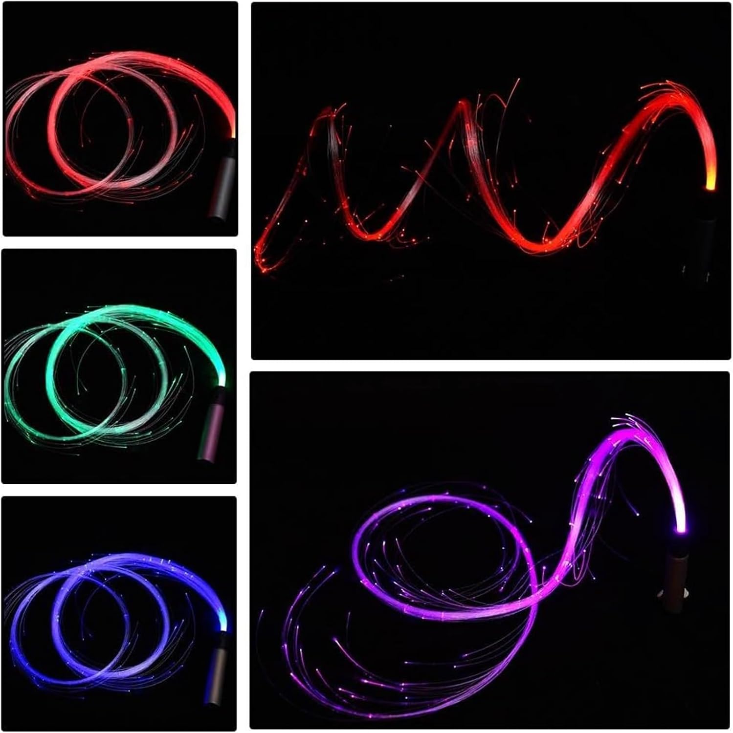 MDybf USB Rechargeable Optical Hand Rope, LED Fiber Optic Whip, 360° Swivel Pixel Rave Whip Rave Accessories, Super Bright Light