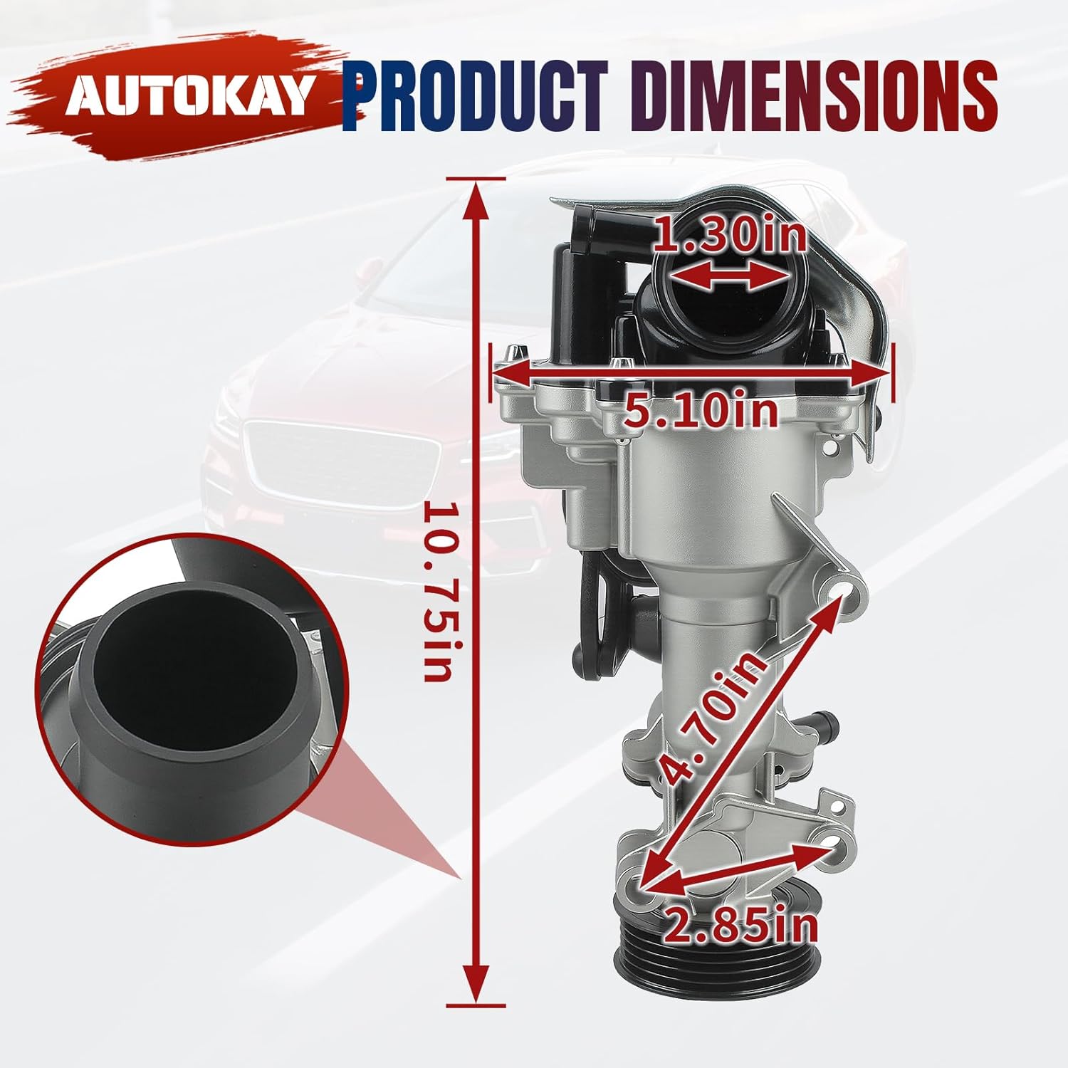 AUTOKAY 2702000801 Engine Water Pump W/Pulley & O-Ring [4,6Cyl 2.2 2.3 2.4 2.8 3.0 4.5L] Compatible with Mercedes-Benz [W115 W114 W123] 220, 220D, 250, 250C, 280C, 280S, 280SL, 300D, 300SD