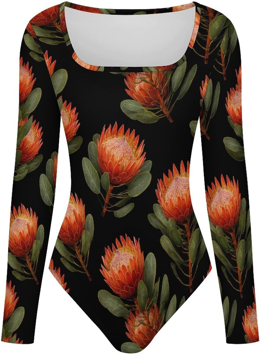 Protea Flower Women's Bodysuits Long Sleeve Top 5XL
