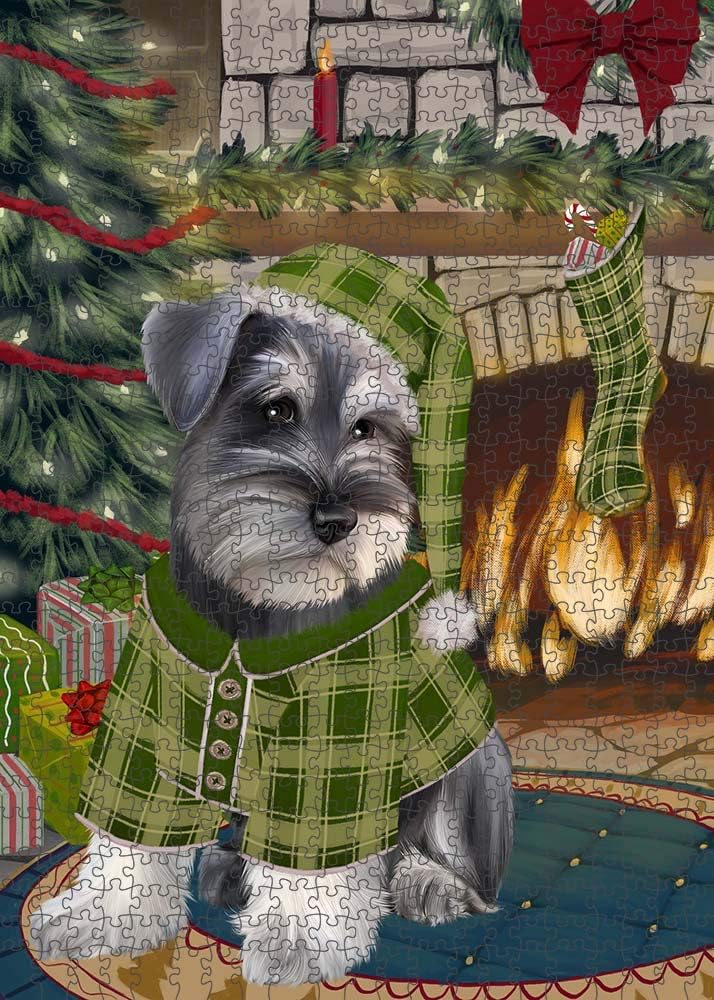 Christmas Stocking was Hung Schnauzer Dog Jigsaw Puzzle for Adults - Animal Printed Interlocking Puzzle Game Artwork - Gift for Dog Lover's -1000 Pcs 29.5"x19.7", PZLE52135