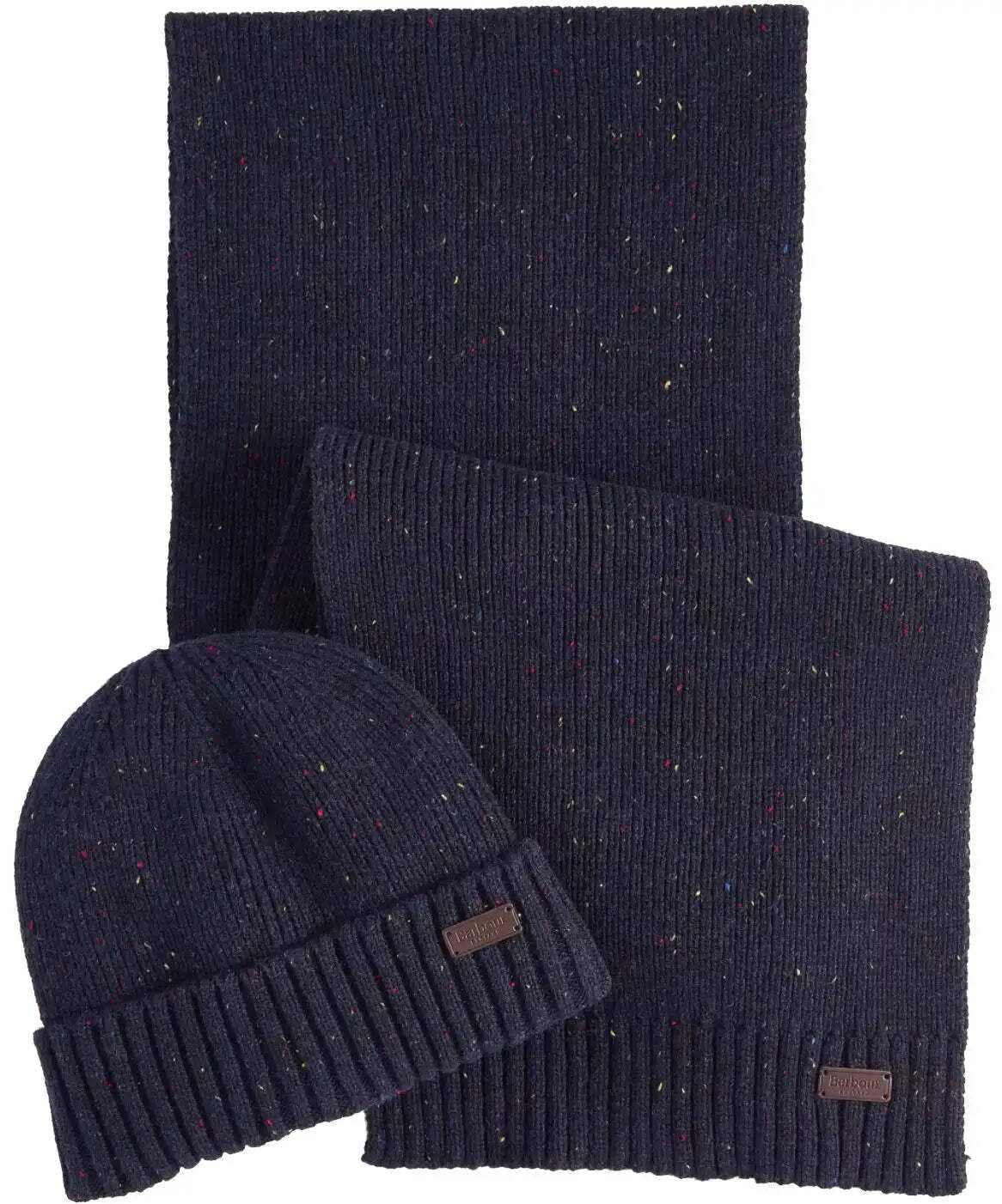 Barbour Unisex Navy Carlton Fleck Beanie & Scarf Gift Set