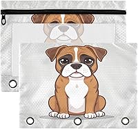 Vista 24 de Kcldeci Estuche para lápices para carpeta de 3 anillas, lindo y feliz juego de corgi galés de dibujos animados, paquete de 2 bolsas para lápices