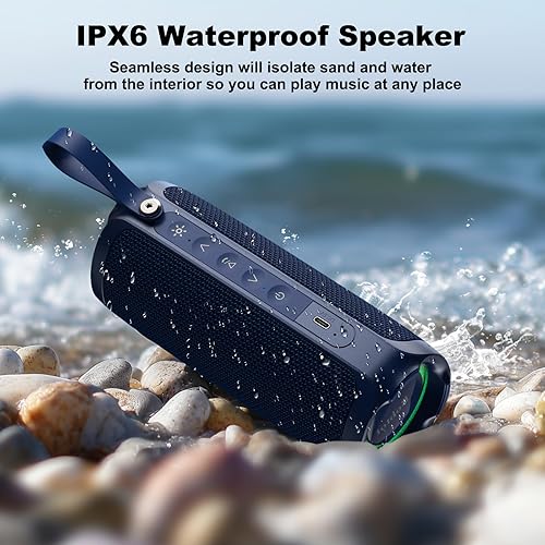 Miniatura 3 de Bobtot Altavoz Bluetooth portátil, altavoz impermeable IPX6 con graves intensos, sonido fuerte de 15 W, RGB, tiempo de reproducción de 15 horas,