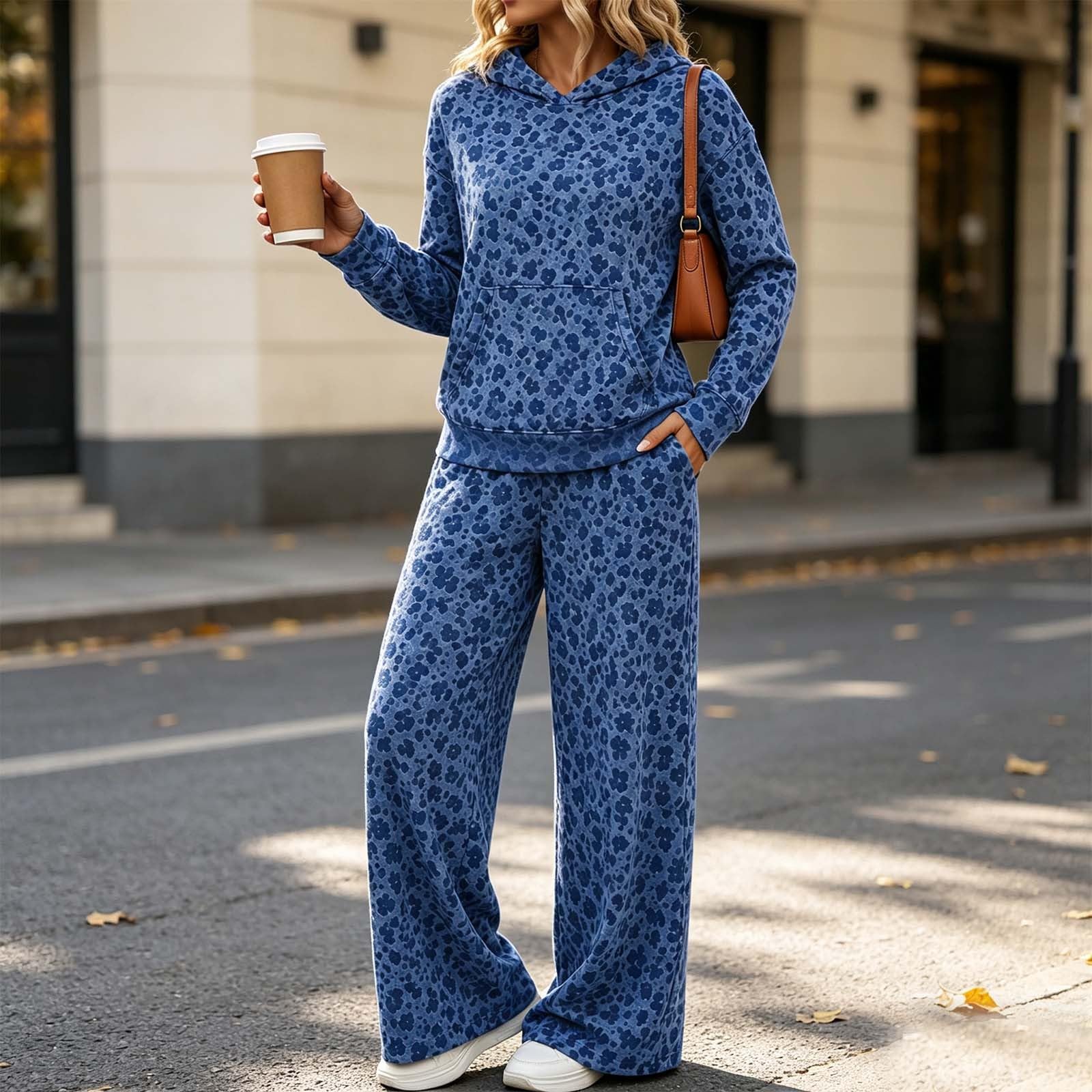 Generisch Set da jogging da donna, motivo Leone, set sportivo con cappuccio