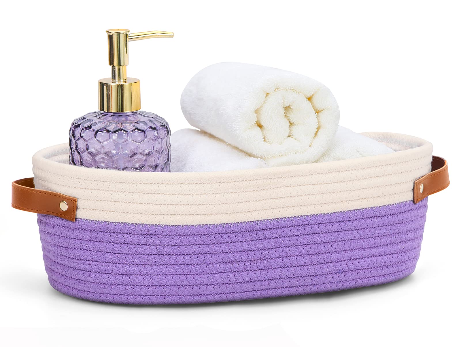 HLWDFLZ Bathroom Countertop Organizer Basket, Cotton Rope Woven Storage Basket Toilet Paper Decorative Basket for Bathroom, Bedroom, Living Room, Entryway 13