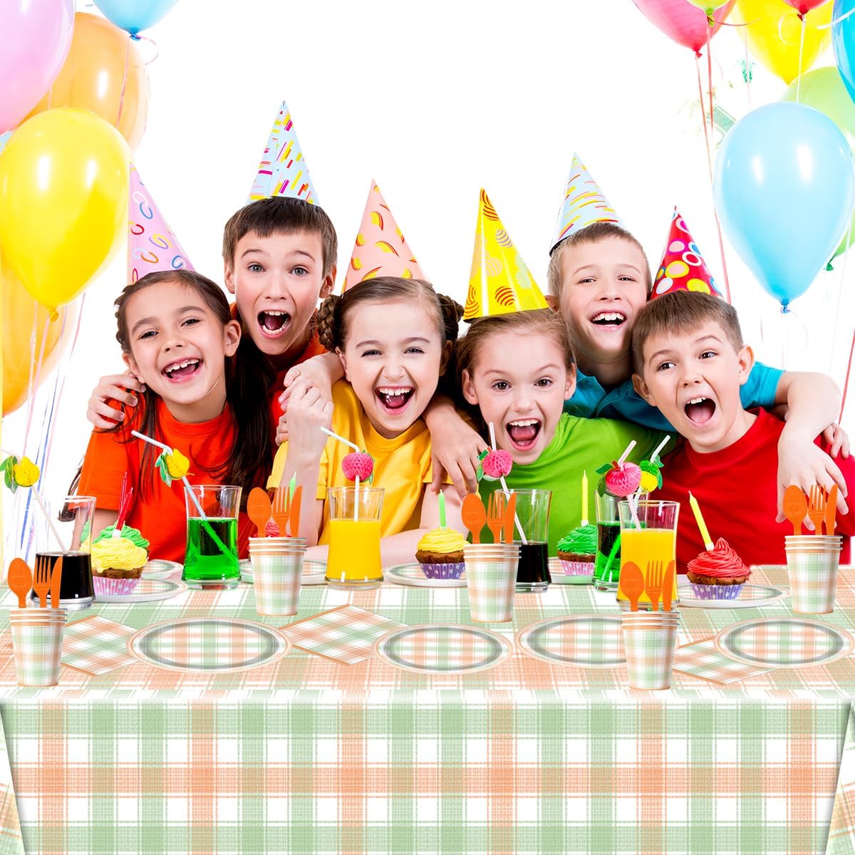 81PCS Gingham Party Tableware Supplies,Gingham Dessert Paper Plates and Napkins Set,for Picnic Decorations Birthday Party Family Dinner Wedding Favor - Image 5