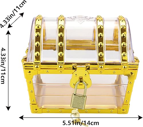 Miniatura 2 de Cofre del tesoro pirata para niños pequeña caja del tesoro con cerradura y llave, caja de colección vintage de plástico para almacenamiento de