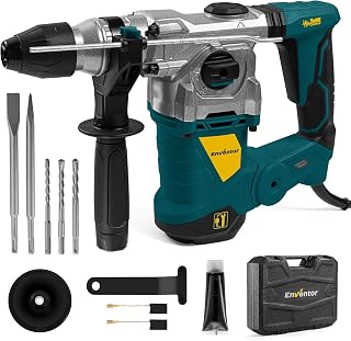 1-1/4 Inch SDS-Plus 13A Heavy Duty Rotary Hammer Drill for Concrete Stone, Safety Clutch Electric Demolition Hammer Drill with 4 Functions, Vibration Control, Chisels, Drill Bits
