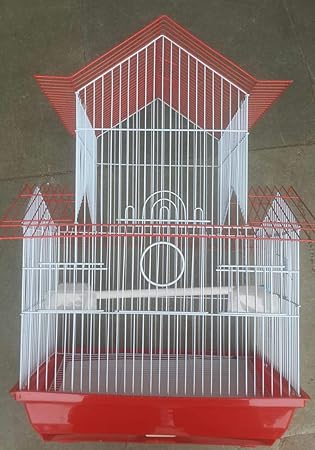 Bird cage for Budgies,Finches,Love Birds,Cuttlefish BoneHolder,Cuttlefish Bone, 1perch ,2 Cups (33 x 26 x 69 cms )-Central Fish Aquarium ( Colors May Vary) (C16)