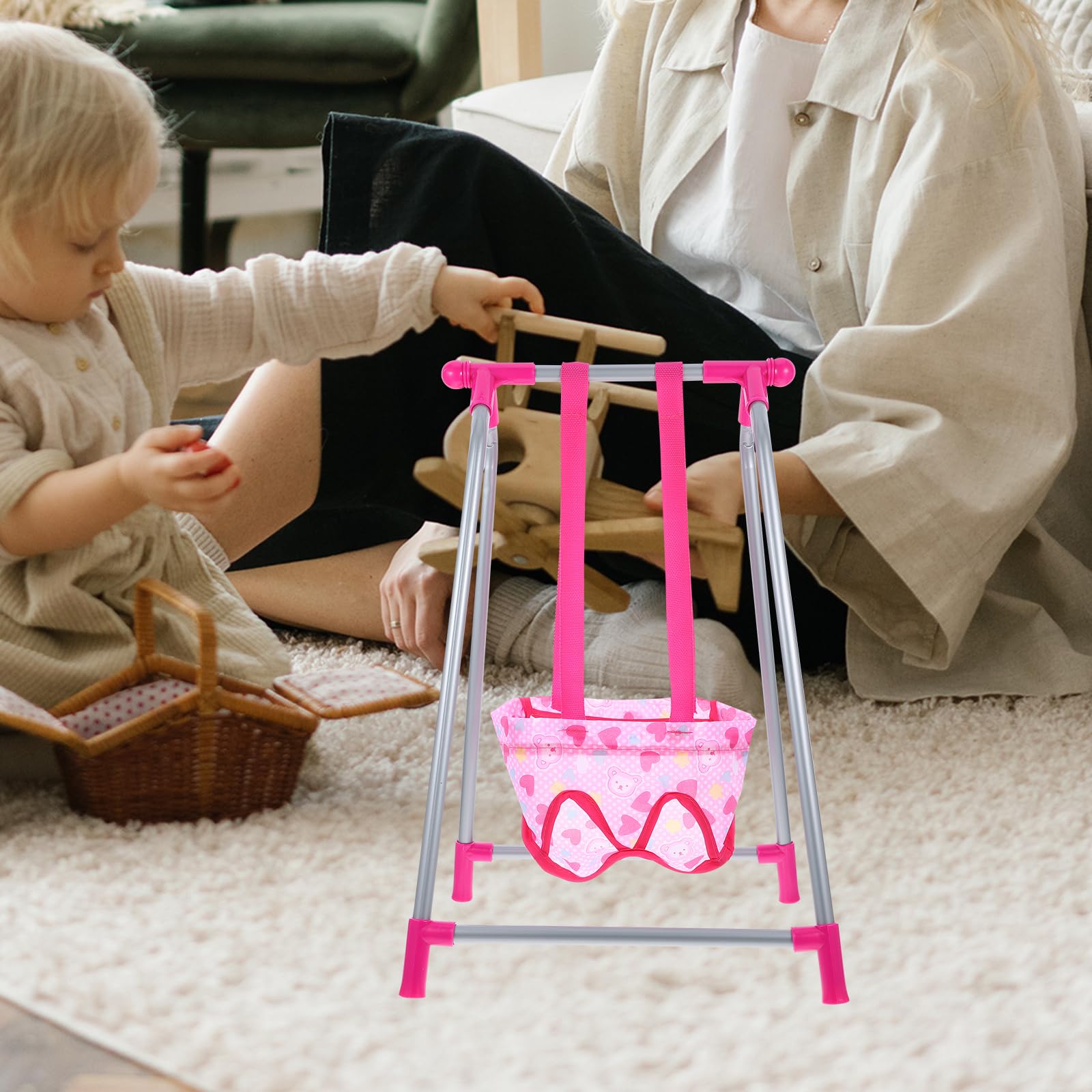 HEMOTON Dondolo per la casa delle bambole, accessorio per la casa delle bambole, altalena sospesa per bambole, modello in miniatura, modello di altalena in plastica per bambini