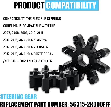 4 PCS Flexible Coupling, Steering Column Coupler, 563152K000FFF Steering Machine Steering Column, Flex Coupler Replacement, Power Steering Motor Shaft, Compatible with KIA K3/K5, Rondo, Rena, Forte