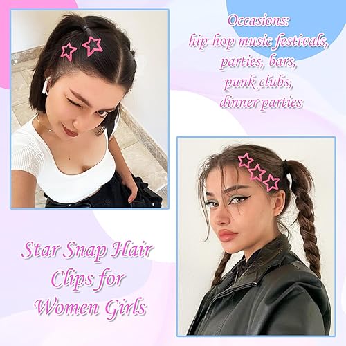 Miniatura 4 de NAISKA Pinzas para el cabello antideslizantes con forma de estrella rosa, pasadores para el cabello, lindos accesorios para el cabello para niñas y