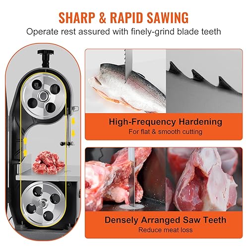 Miniatura 4 de VEVOR Hoja de sierra de cinta, 65 x 0.6 x 0.02 pulgadas, 5 unidades por paquete de cuchillas de sierra de cinta de carne para reemplazo, hoja de