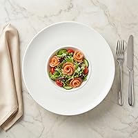 Vista 6 de cuencos de sopa con borde de cerámica, 5.1 oz, blancos de 8.5 pulgadas, juego de 4 platos pequeños exquisitos para sopa, platos para pasta con borde