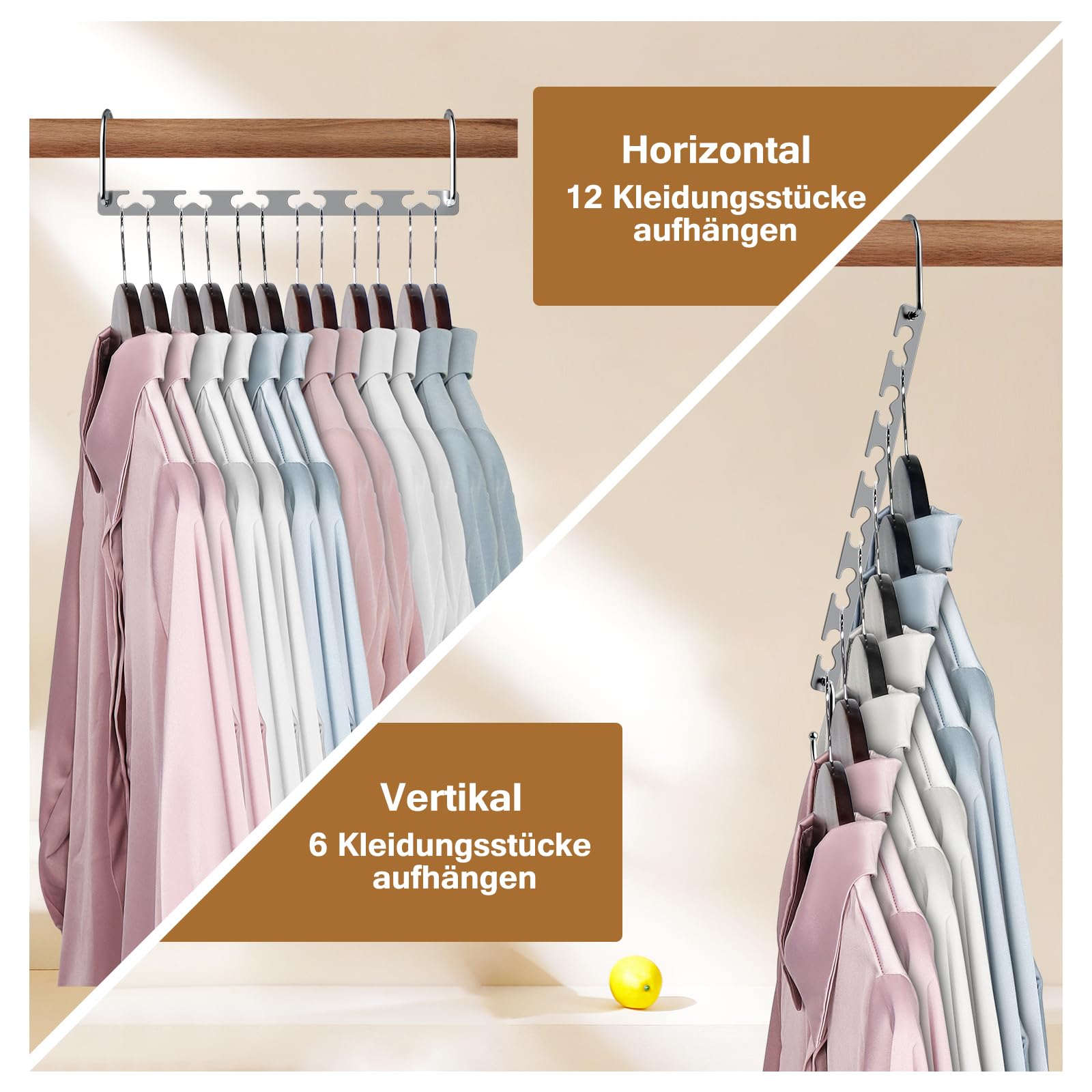 Sindax Platzsparende Metall-Kleiderbügel, Magic Bügel für Schrank Organizer, Rutschfest, Strapazierfähig, Silber, 12 Stück