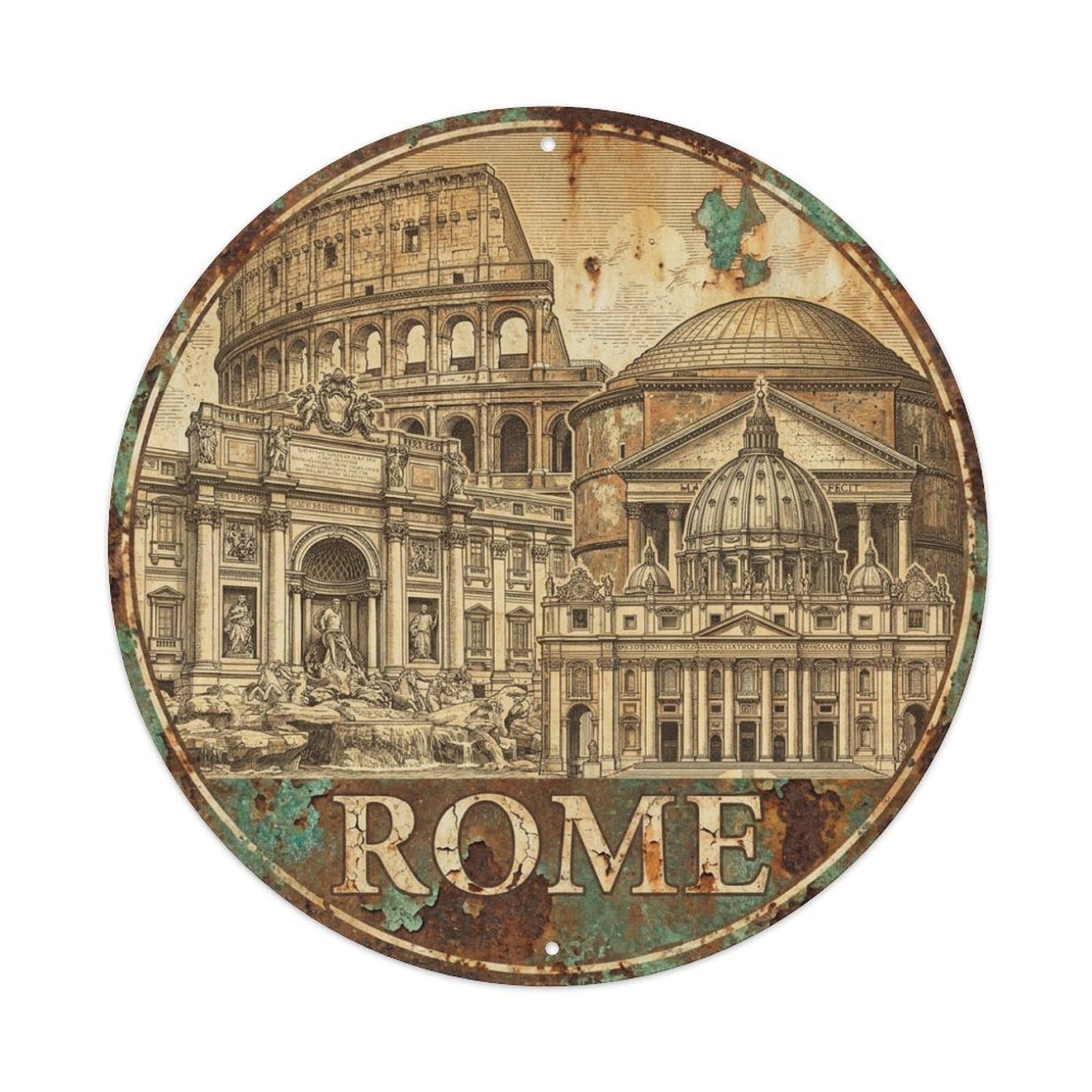 Vintage Travel Italy Rome Metal Tin Sign