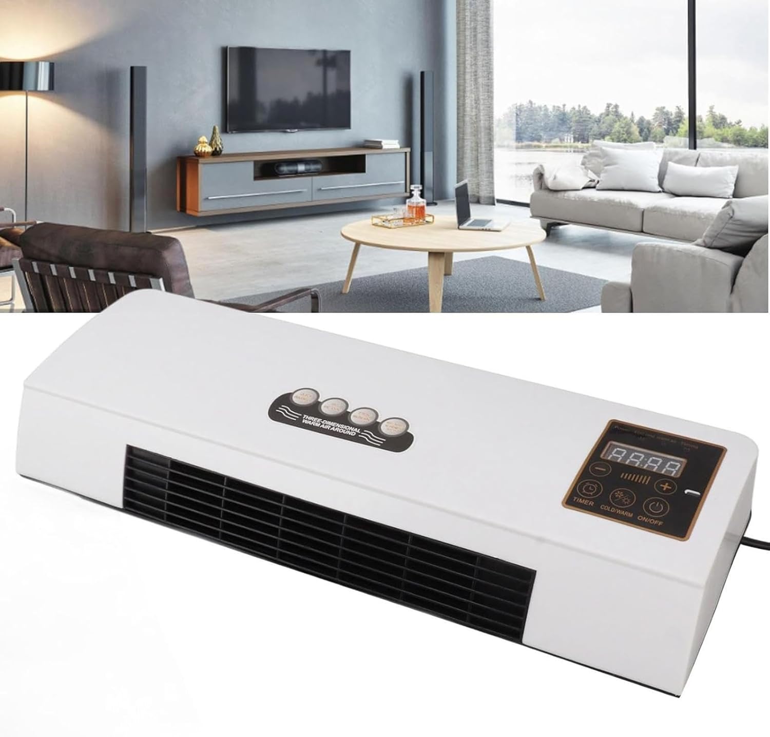 2024 Mini Air Conditioner Wall Mounted Fan Bedroom Mini Air Heating Fan Wall Mounted Portable Air Conditioner And Heater Combo Remote Control Or Screen Control 1PC, White