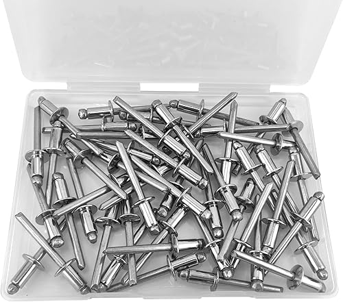 Miniatura 5 de ALLCLEAN 50 piezas de remaches ciegos profesionales de acero inoxidable de 14" x 12", remaches POP de 6,4 x 12 mm, agarre y mandril de acero