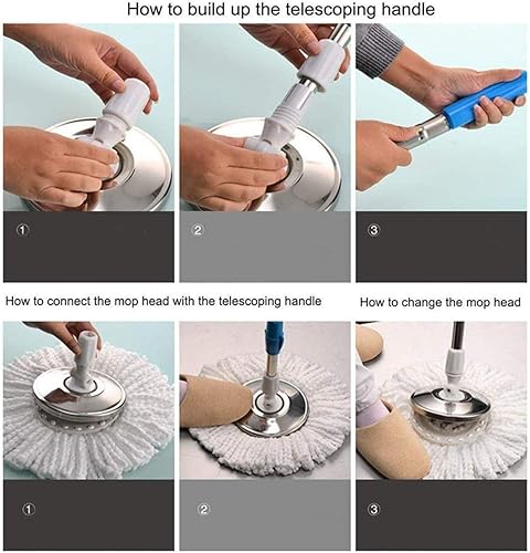 Vista 14 de Simpli-Magic 79193 - Juego de 4 cabezales de trapeador giratorios, color azul.