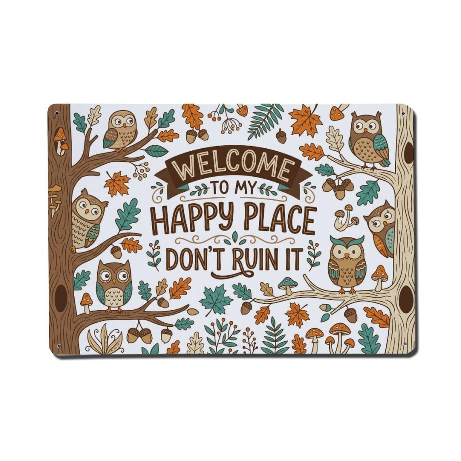 Owl Woodland Nursery Humor Metal Tin Sign Plaque Wall Decor for Cafe, Club Bar, Office, Home Garden Metal Poster 8x12Inch