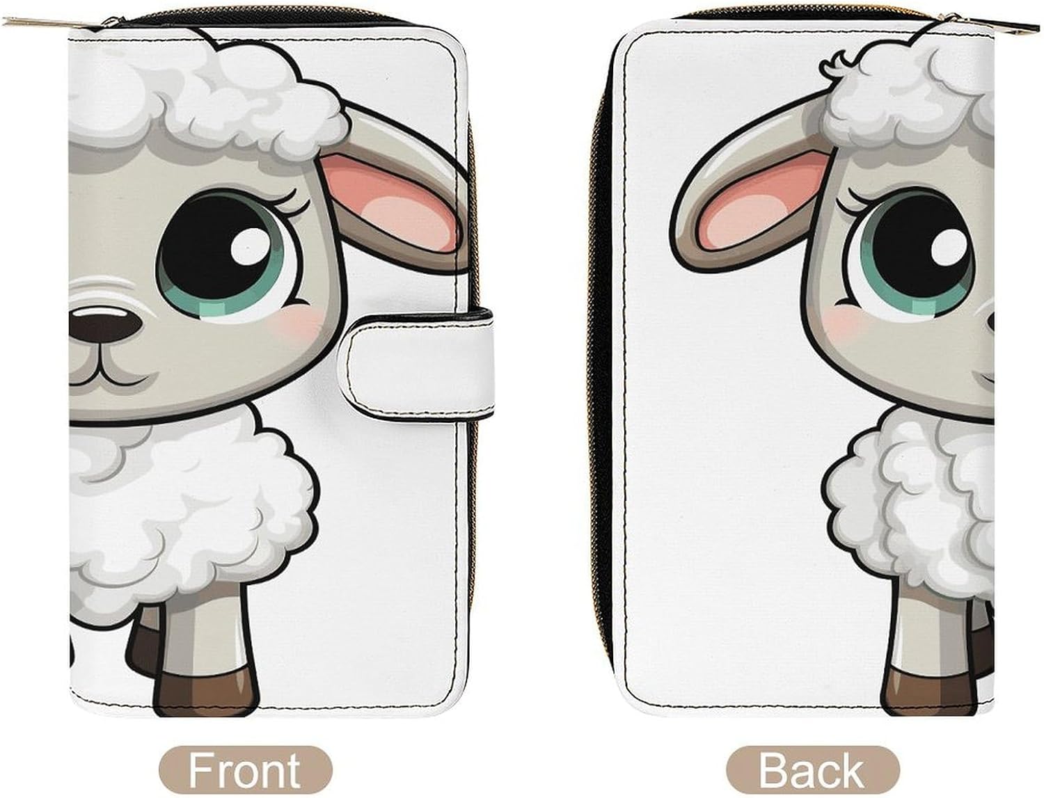 Lamb Wallet,PU Leather Material, Small Wallet,Bifold with Zipper, Travel Wallet,Compact And Portable for Men And Women 7.8 * 4.3 * 1.4 Inches