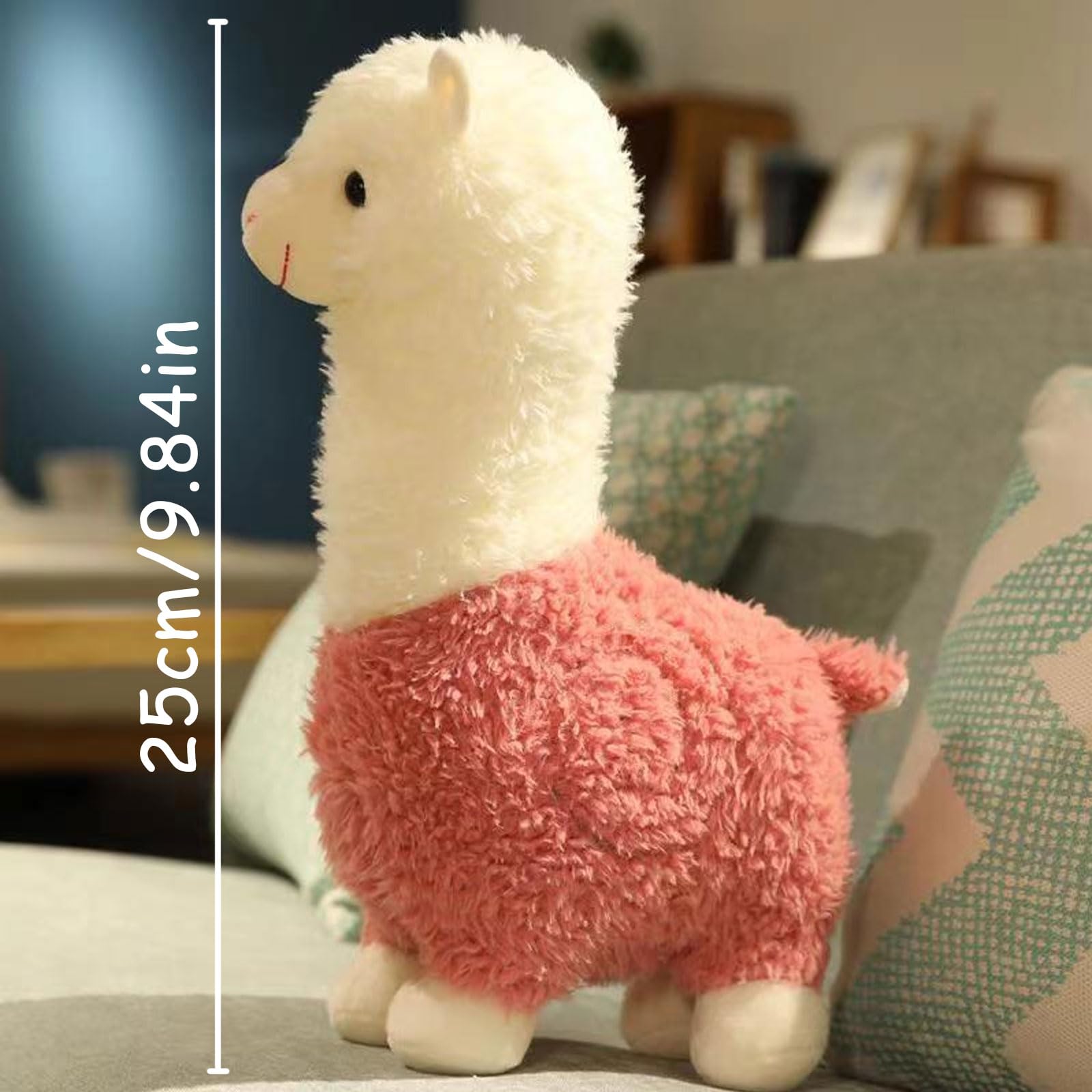 MUNSKT 25cm Plush Toy, Standing Alpaca, Cute Alpaca, Lama Plush Animal Gift for Children Girls, Boys (Red) - Image 2