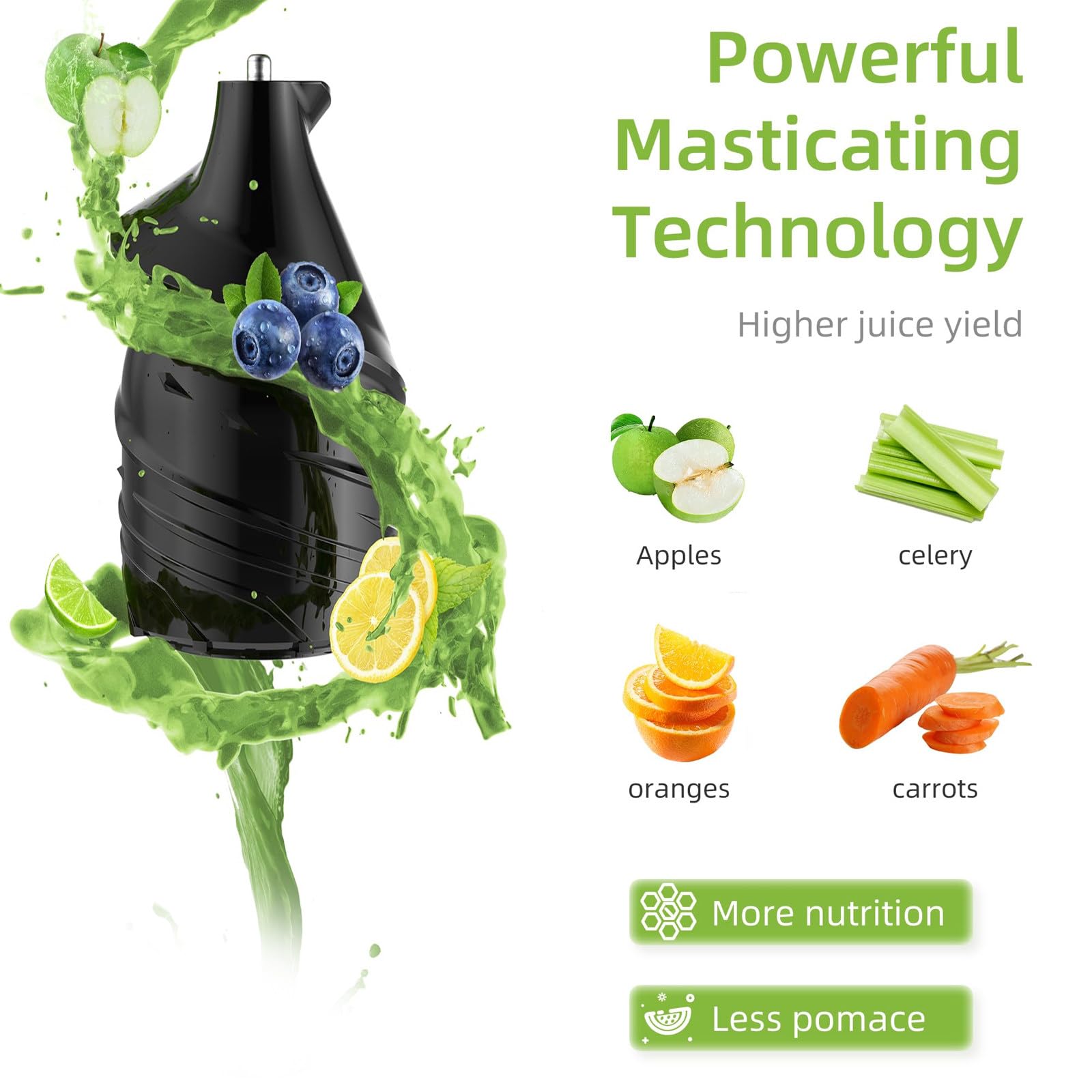Spremiagrumi Lento A Bocca Larga Per Frutta E Verdura, Spremiagrumi 200W,Spremiagrumi Centrifugo Bocca Larga 75 Mm, Centrifugo Acciaio Inossidabile A Velocità 55 Giri/Min/Capacità 700 Ml,Grey