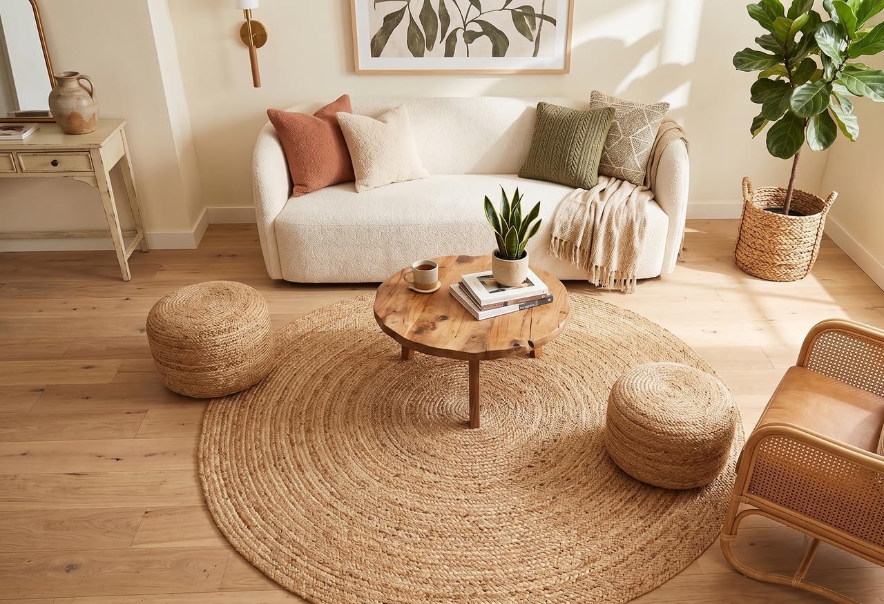 Elevated Earth-Tones Meet Geometric Precision in This Signature Series of sustainably Crafted Jute and Fiber Rugs.