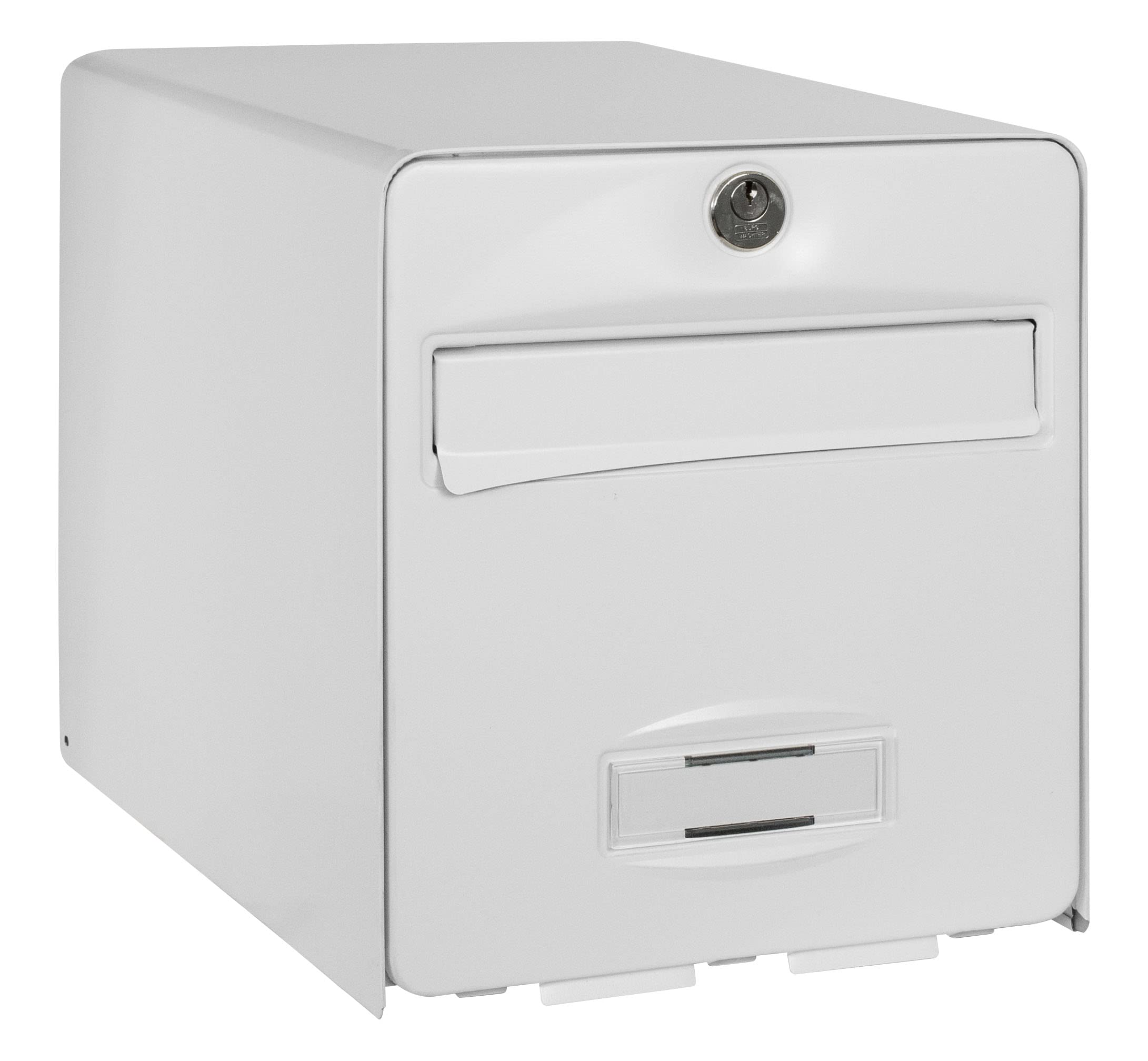 BURG-WÄCHTER Boîte aux Lettres Agréée La Poste, 1 Porte, 508 BL BALthazar, Blanc, en Acier Galvanisé, Avec Porte à Ouverture Totale et Stop-Courrier (Porte bloquée à 120°)