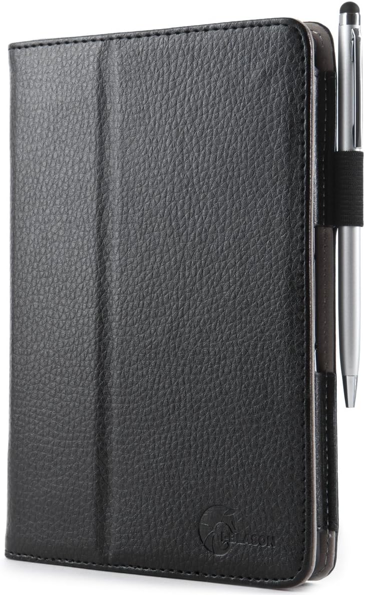 i-BLASON Kindle Fire HDX 7 inch Tablet Leather Case Cover/Stylus (Automatically Wakes and Puts The Kindle Fire HDX to Sleep) (NOT Compatible with Kindle Fire HD 7) 3 Year Warranty (Black)