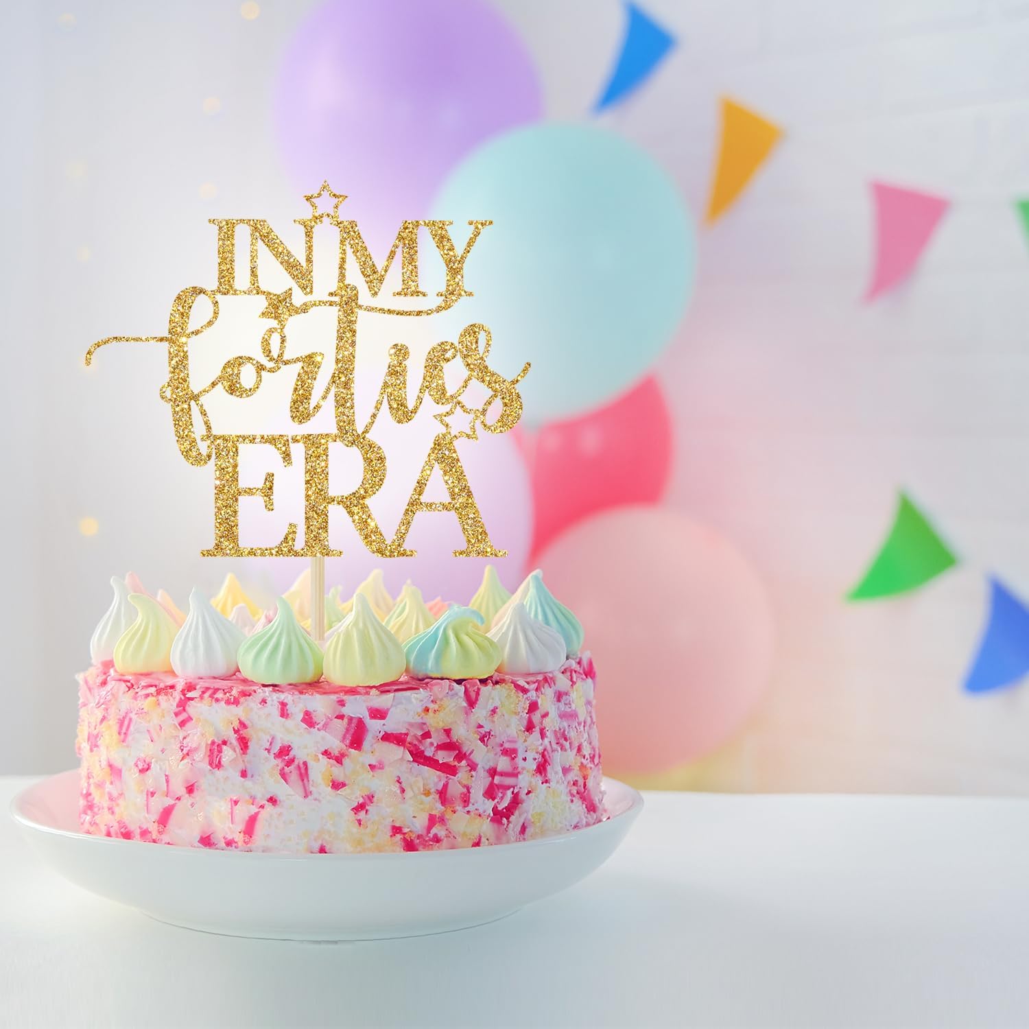 In My Forties Era Cake Topper, Forties Birthday Cake Decorations, Death to My Forties, Rip to My 40s, 50th Birthday Party Decorations, Gold Glitter thumbnail
