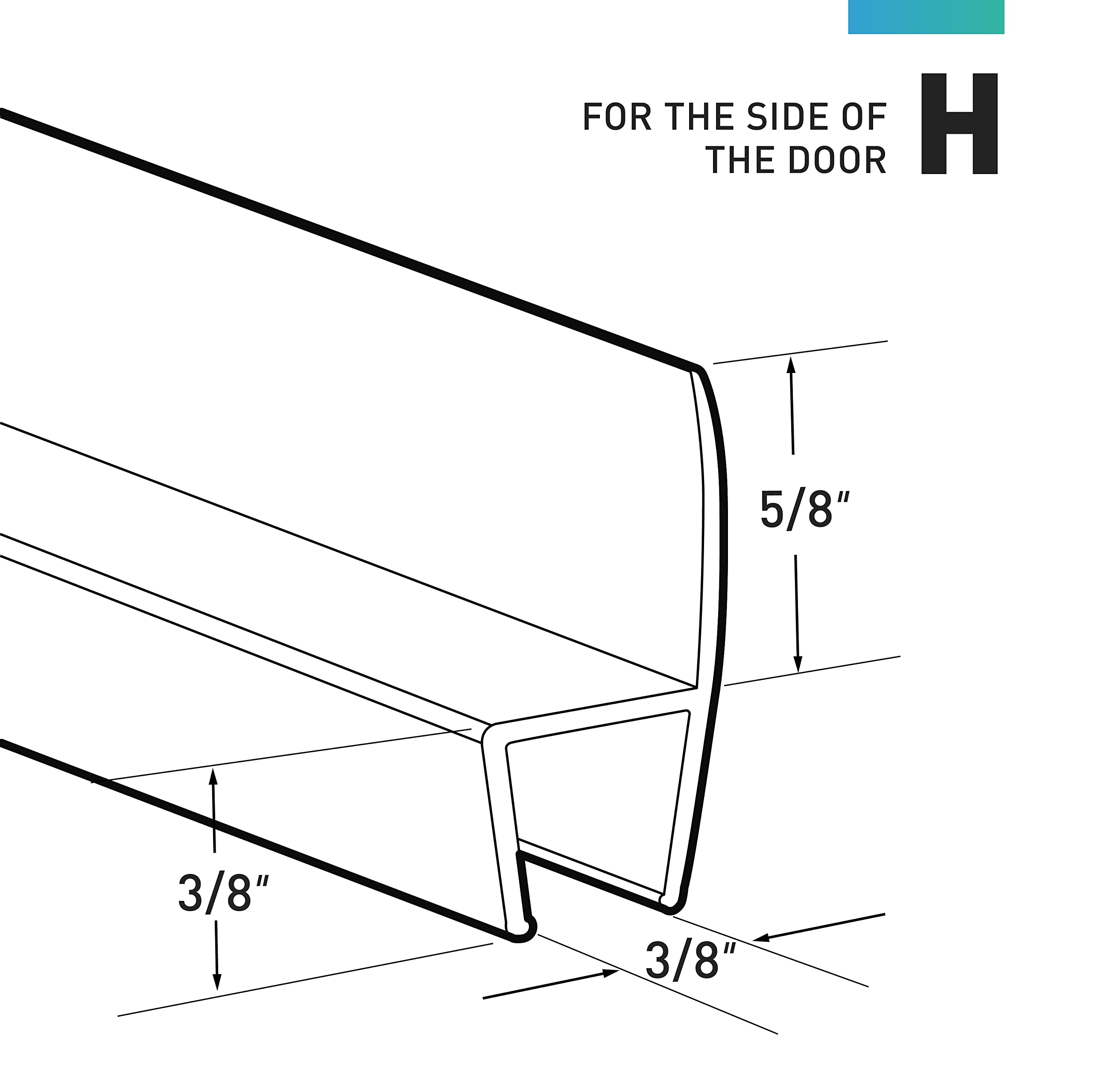 Shower Door Seal H Type, 2Pack 3/8" X 77" Frameless Shower Door Side