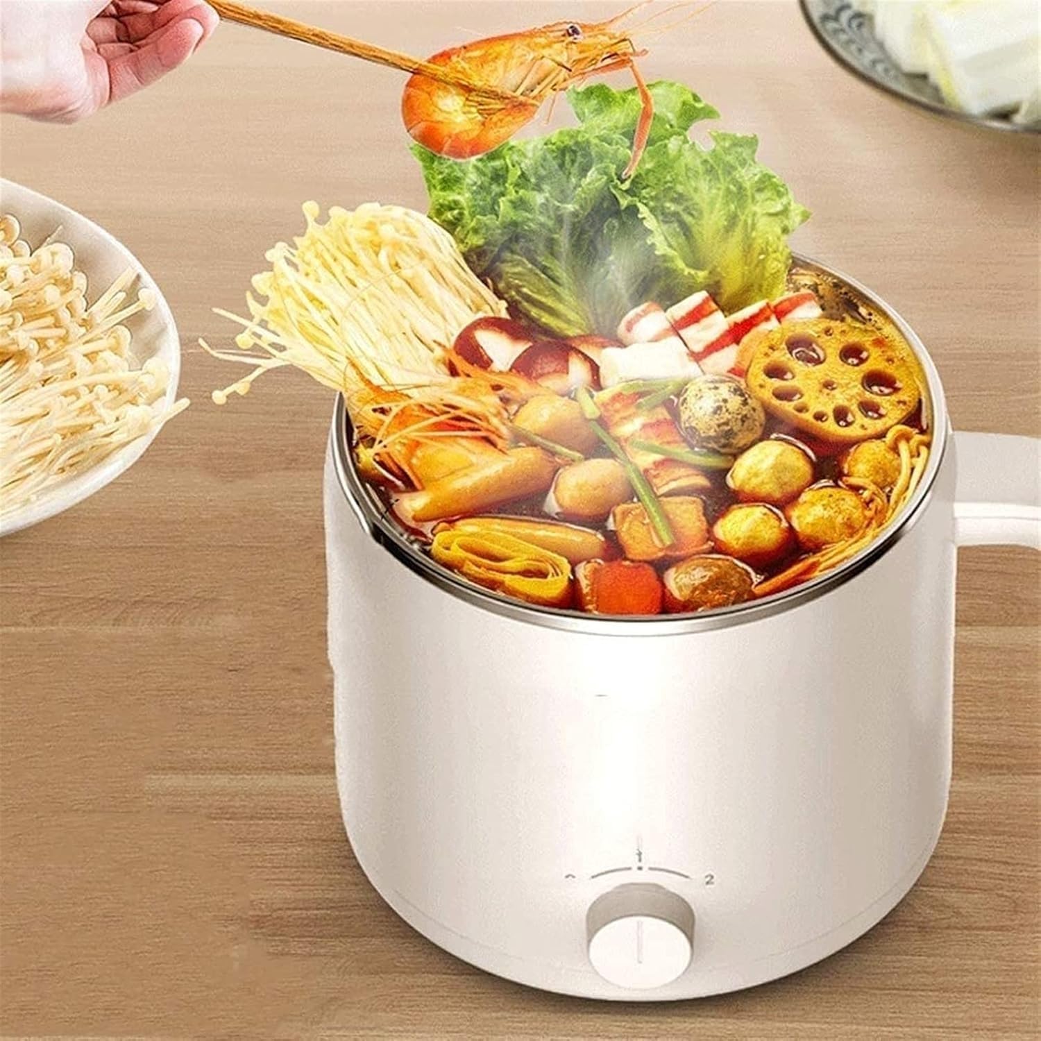Electric Noodle Pot,Electric Hot Pot,Rapid Noodles Cooker, 1.2L Electric Cooker,Mini Steamer,Non-Stick Casserole, Suitable for Noodles,Eggs, Dumplings, Soup, Porridge