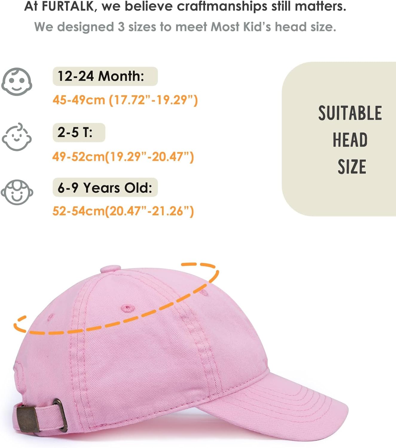 FURTALK Toddler Baseball Hat Kids Boys Girls Adjustable Washed Cotton Baseball Cap with Ponytail - Image 4