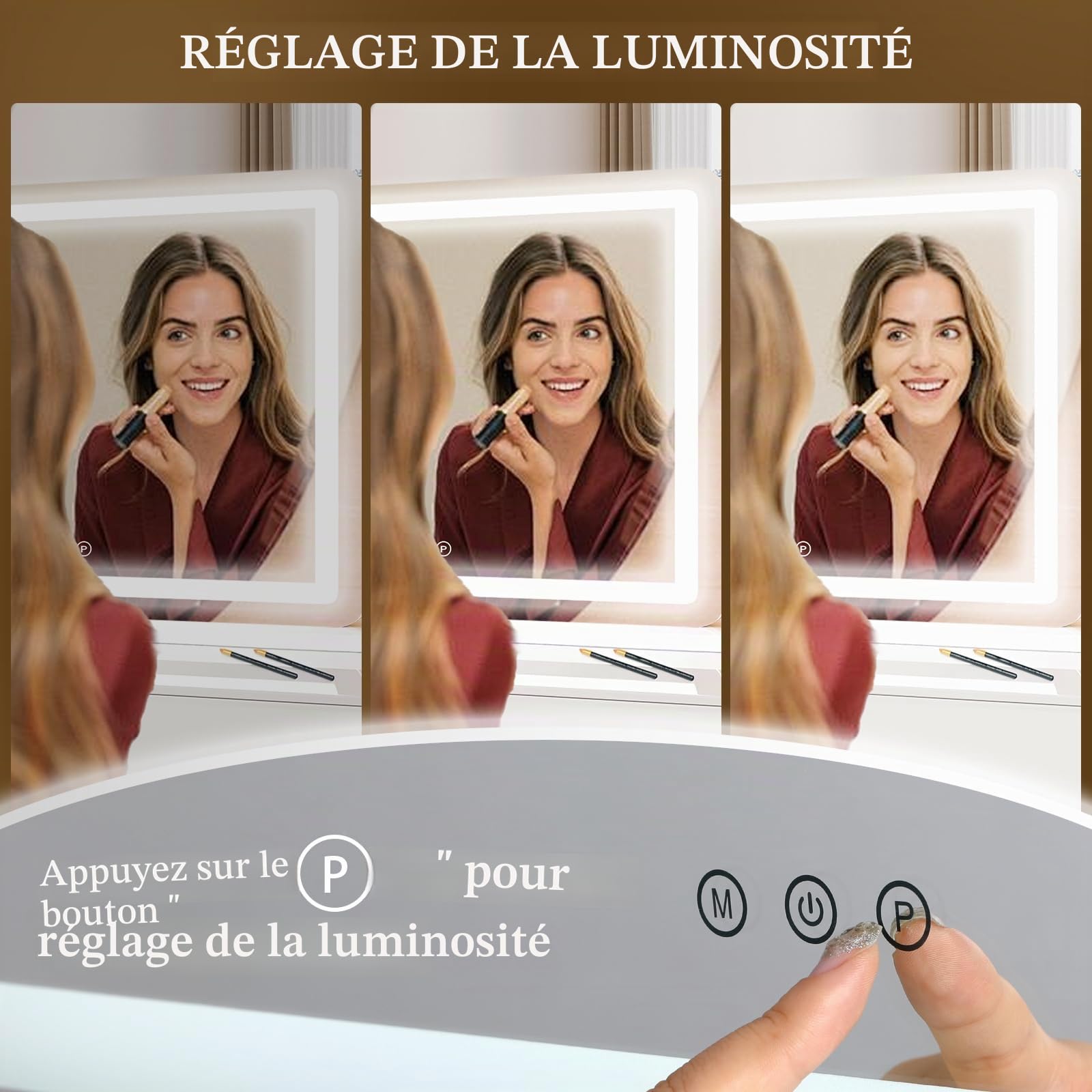 Clevich Miroir de Maquillage avec éclairage intégré, 50 x 40cm