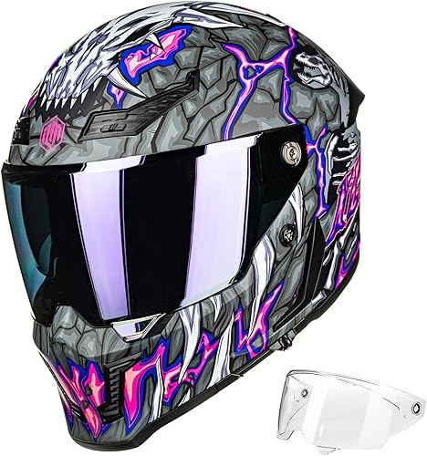 ILM Cascos para Motocicleta para Adultos Hombres Mujeres Casco Integral DOT ECE Deportes de Motor Visera Dual Casco de Carrera en Calle con Pinlock