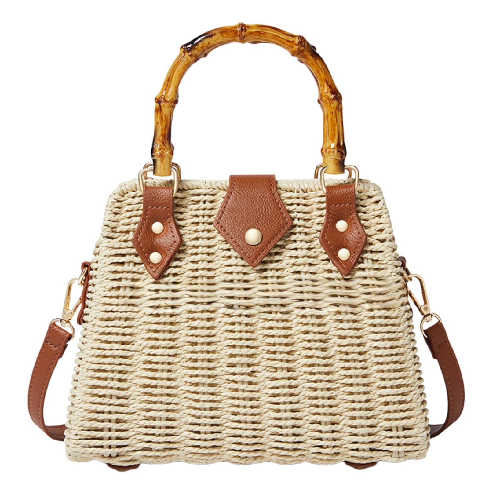 ZIDE Straw Crossbody for Women Woven Summer Beach Handmade Wicker Rattan Bamboo Joint Bag Boho Satchel for summer
