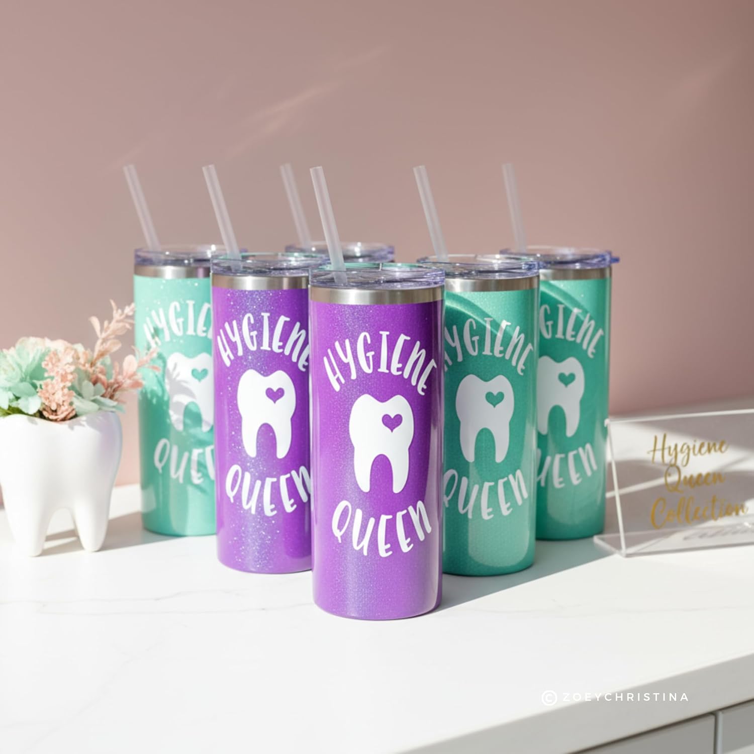 Zoey Christina Dental Gifts for Dental Assistant, Dental Hygienist on Dental Assistants Recognition Week, National Dental Hygienists Week, Insulated Stainless Steel Tumbler 0204 - Image 2