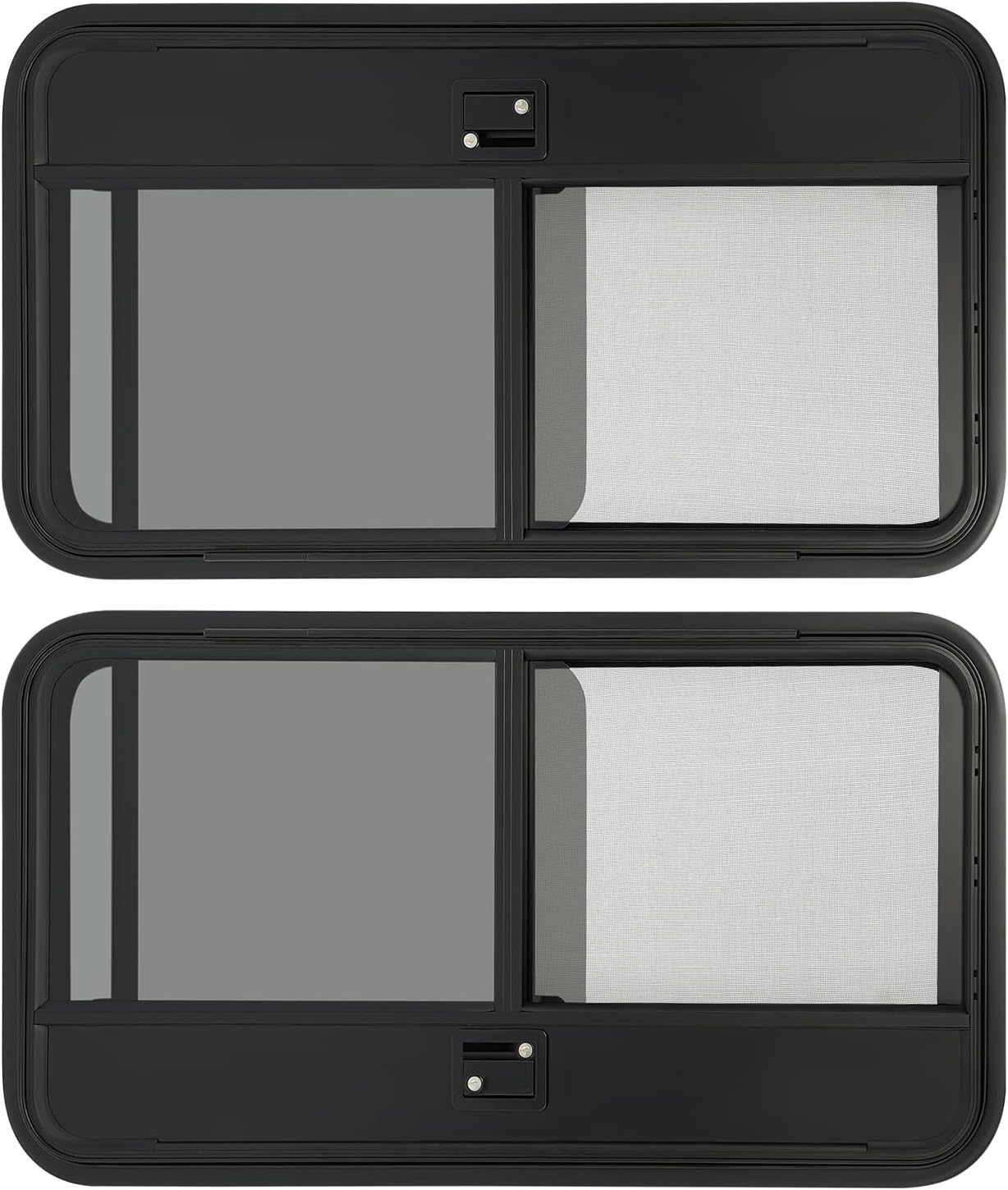 23" W x 44" H Teardrop Trailer Door, Black Aluminum Alloy Teardrop Trailer Door with Tempered Glass for RVs, Campers, Horse Trailers, Cargo Trailers (Left+Right Side)