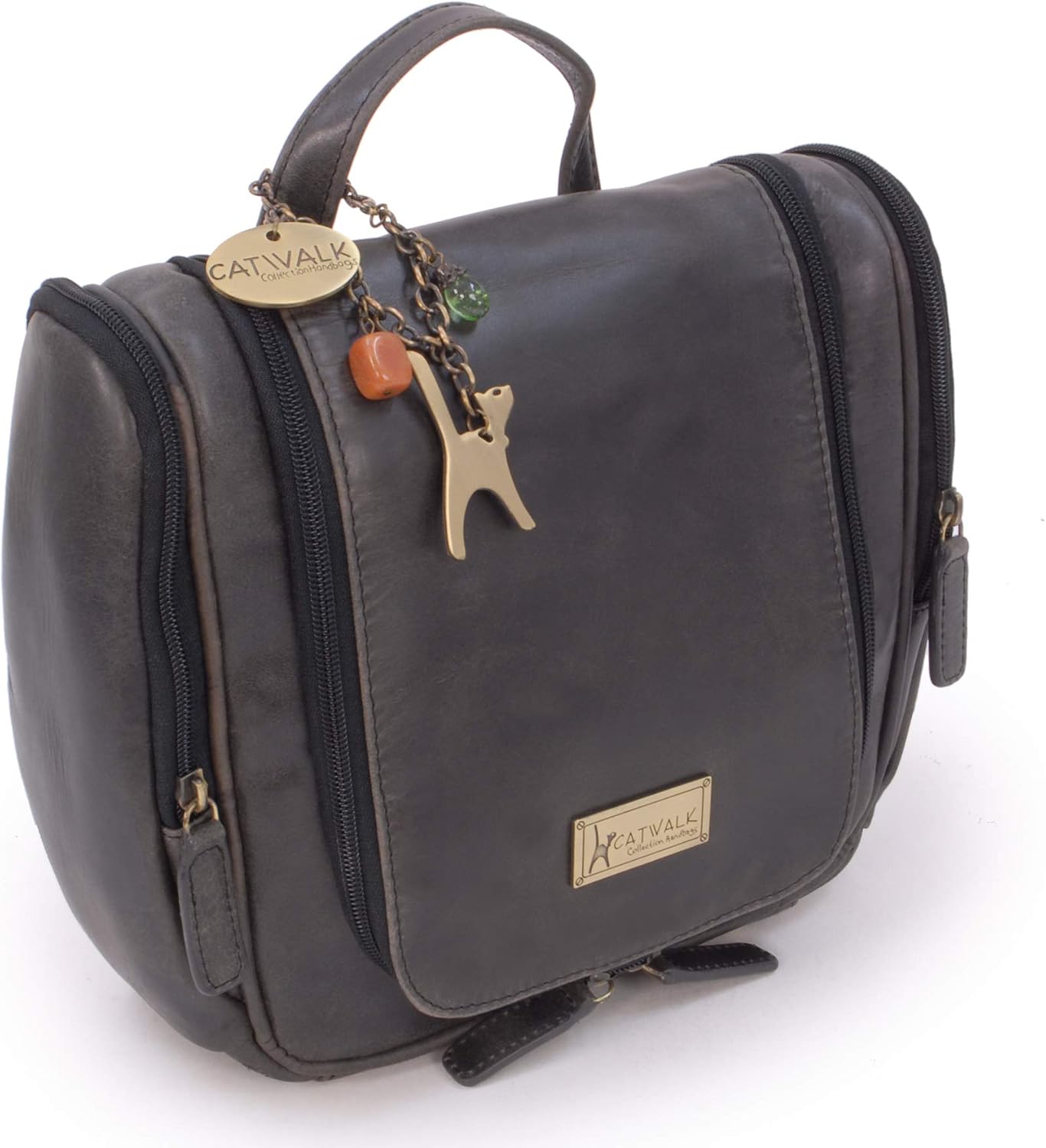 Catwalk Collection Handbags, Women's Large Toiletry Bag, Travel Hanging Wash Bag, Distressed Leather, Make-Up Organiser - Image 4